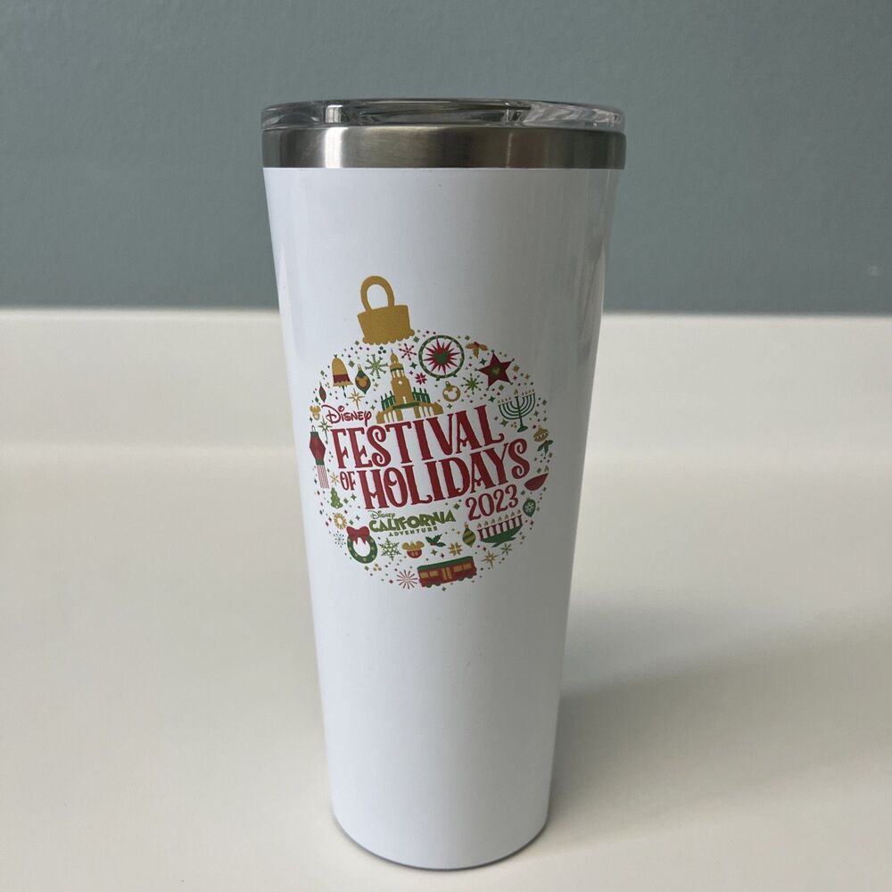 Disney DCA 2023 Festival of Holidays Corkcicle Stainless Steel Tumbler New
